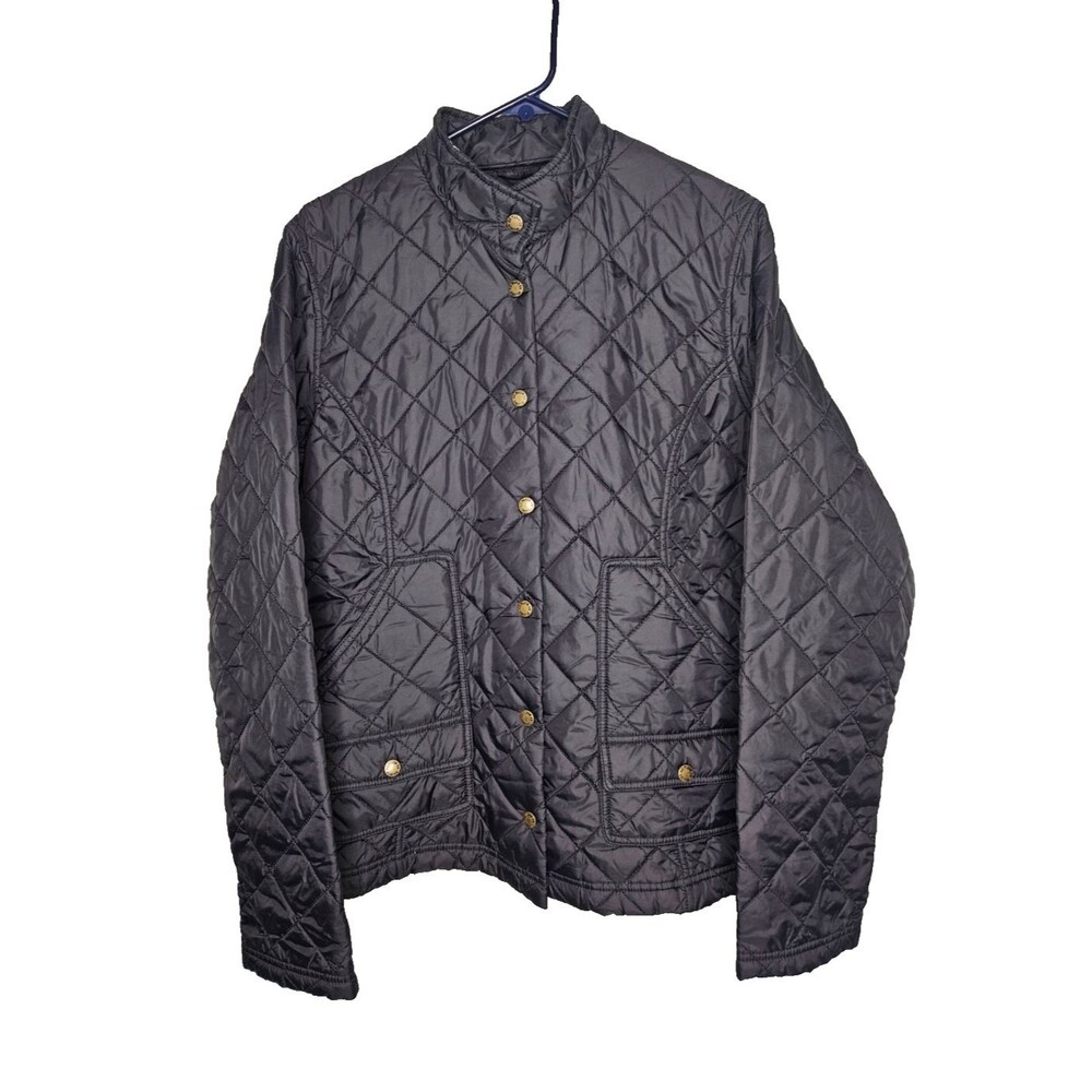 CC FILSON Quilted Jacket Women’s Large Snap Button Black Barn Field Chore Coat